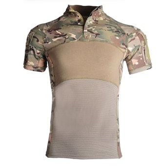 Camisa táctica de combate camuflada de manga corta con cremallera 1/4 "Cooler"