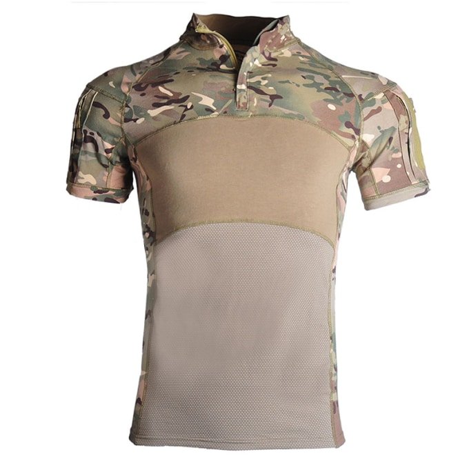 Camisa táctica de combate camuflada de manga corta con cremallera 1/4 "Cooler"