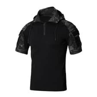 Camisa de combate camuflada de manga corta con capucha “Prizrak”
