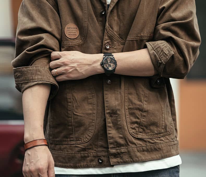 Chaqueta militar vaquera marrón - Imagen 4