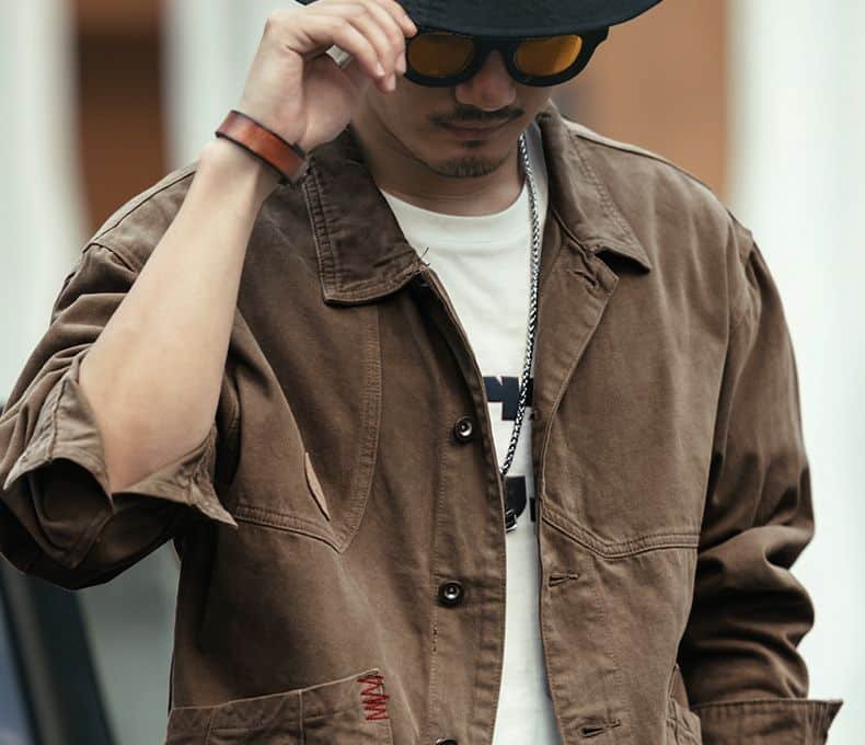 Chaqueta militar vaquera marrón - Imagen 2