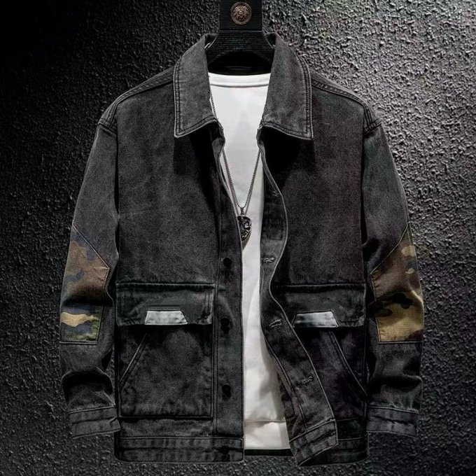 Chaqueta militar de mezclilla oscura - Imagen 4