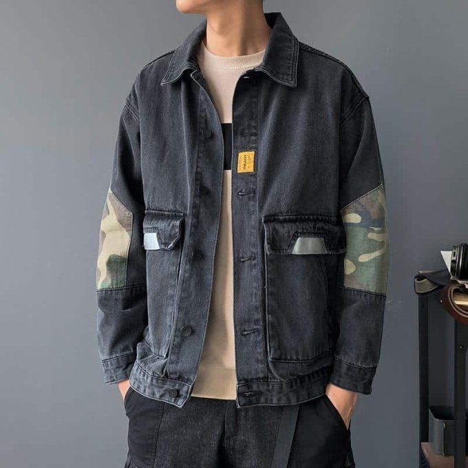 Chaqueta militar de mezclilla oscura - Imagen 3