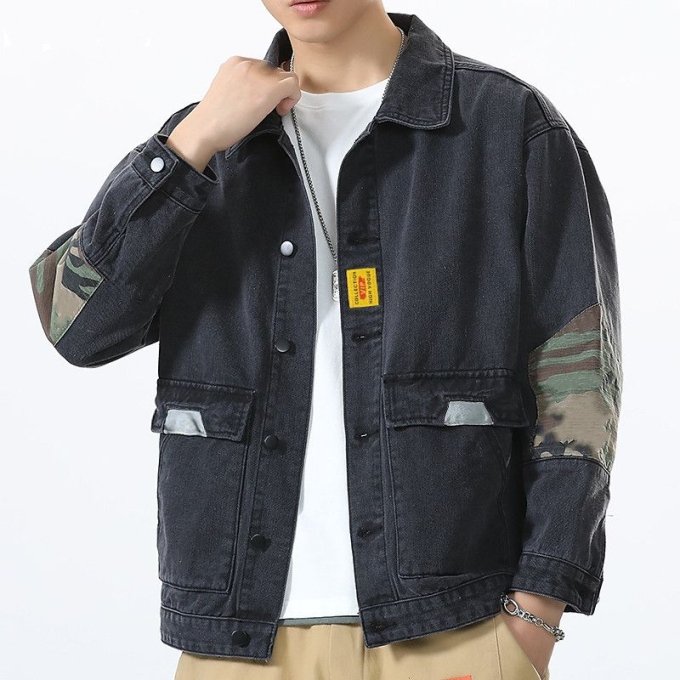 Chaqueta militar de mezclilla oscura - Imagen 2