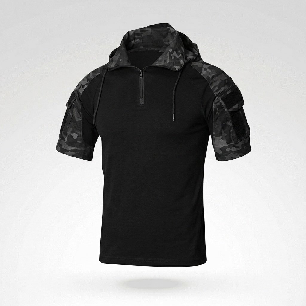 Camisa de combate camuflada de manga corta con capucha “Prizrak”