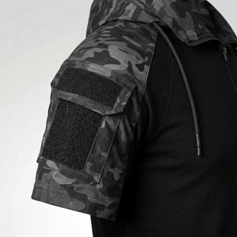 Short sleeve camo combat shirt with hood “Prizrak”
