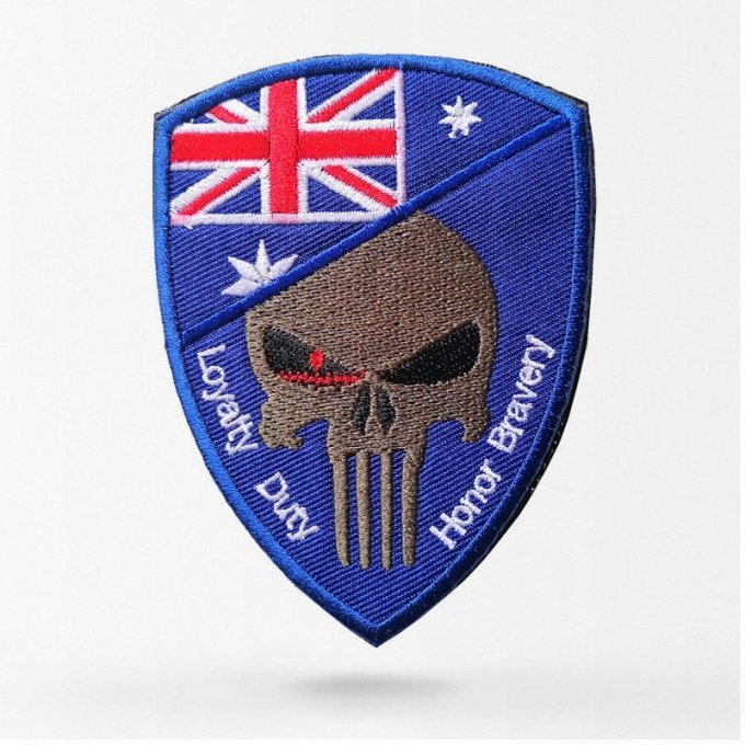 Parche de calavera con bandera australiana