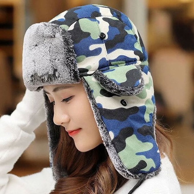 Gorro tipo trapper camuflaje azul - Imagen 2