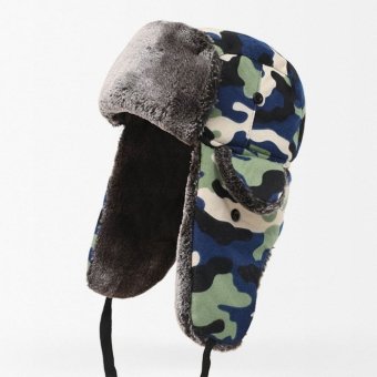 Gorro tipo trapper camuflaje azul