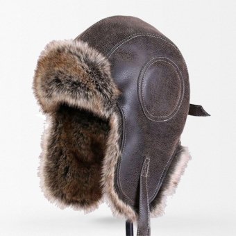 Ushanka de cuero marrón