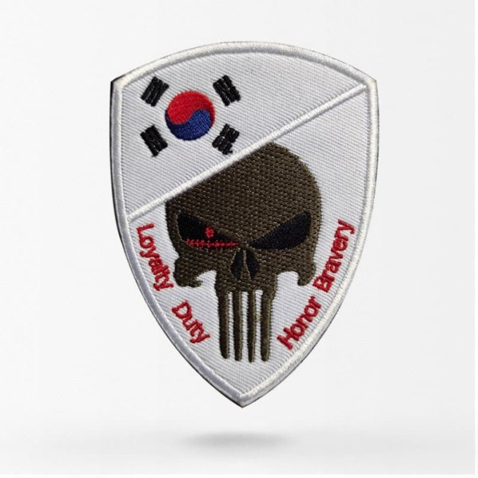 Parche de bandera de Corea con calavera