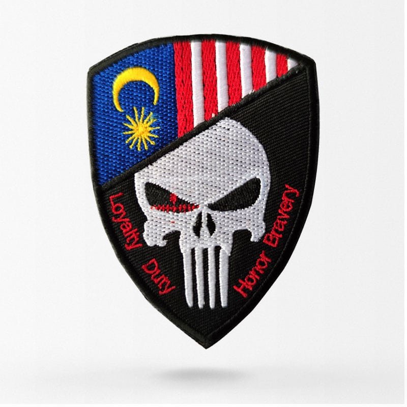 Parche bandera de Malasia con calavera