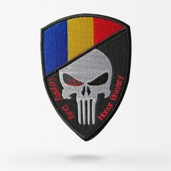 Parche calavera con bandera de Rumanía