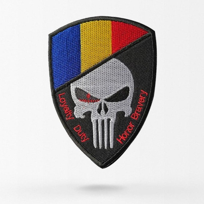 Parche calavera con bandera de Rumanía