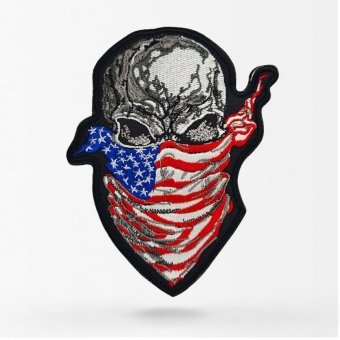 Parche calavera con bandera de EE. UU.