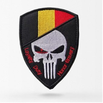 Parche calavera con bandera de Bélgica