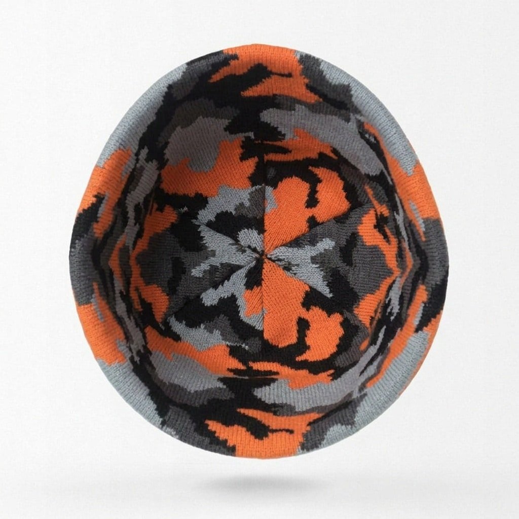 Orange camo knit beanie