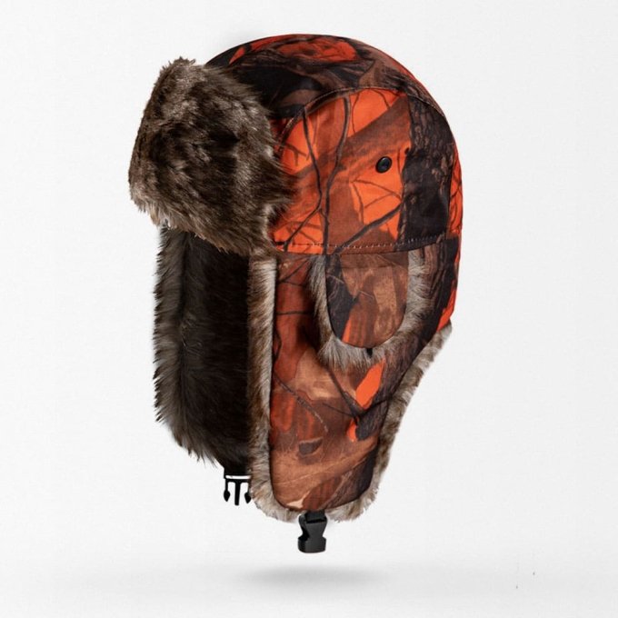 Gorro con orejeras camuflaje naranja