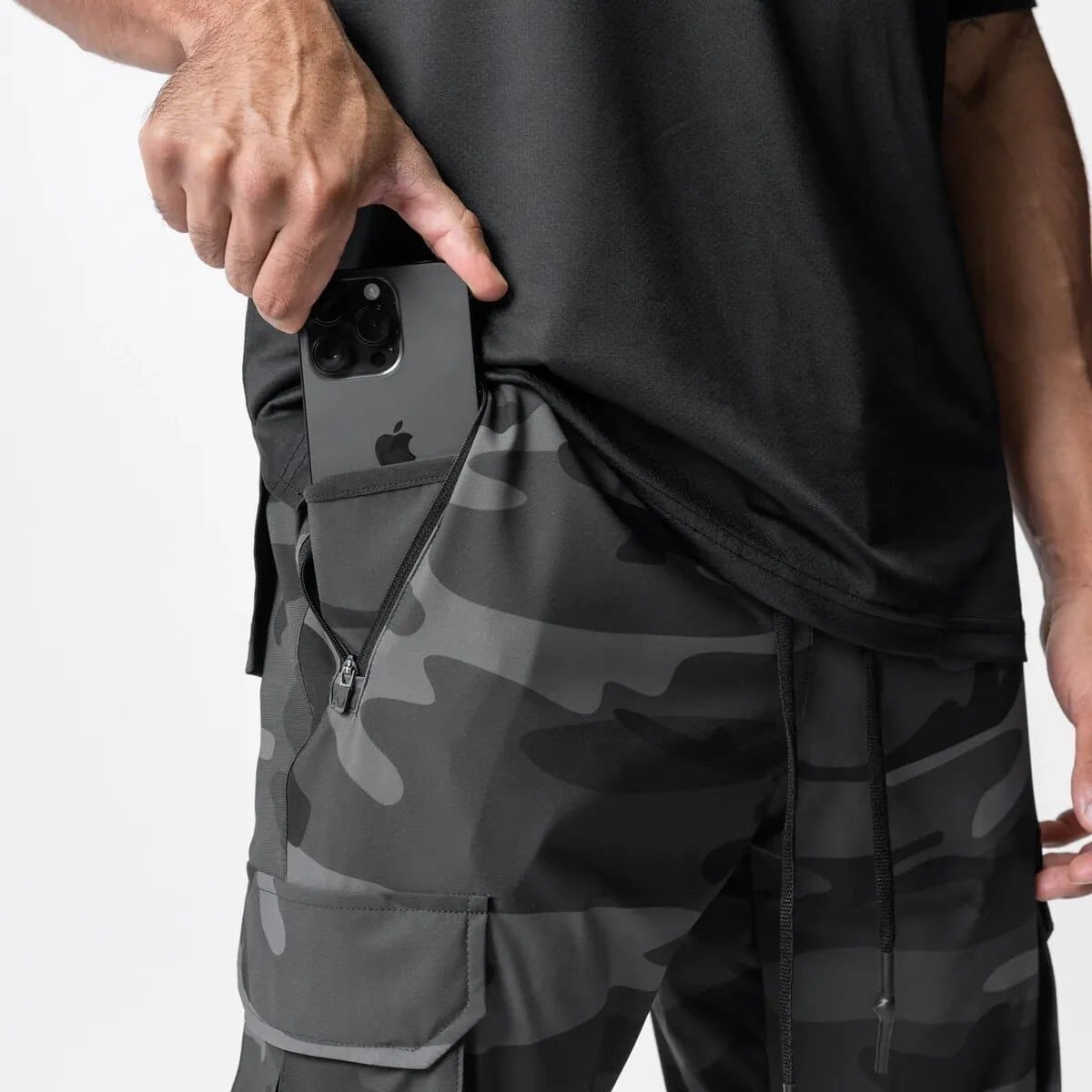 Pantalones jogger camuflaje negro Sportline - Imagen 4