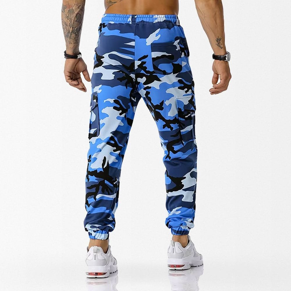 Pantalones jogger camuflaje azul estilo urbano - Imagen 2