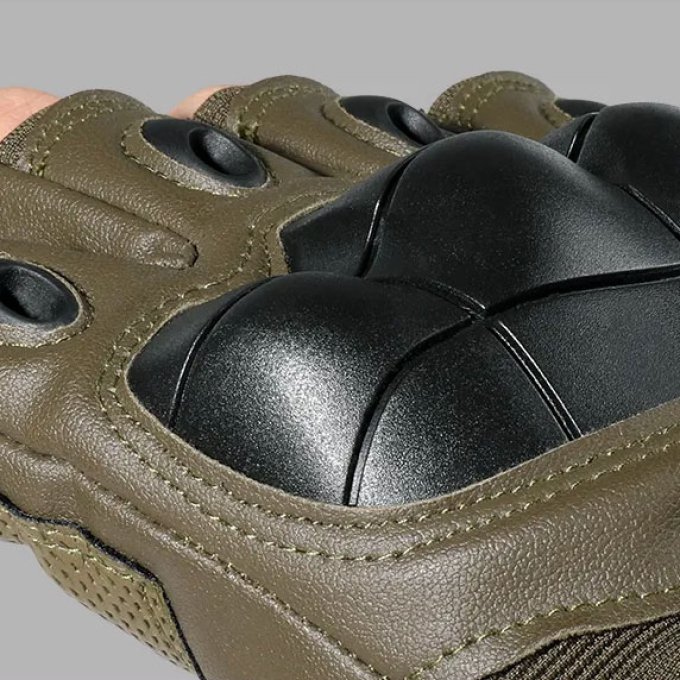 Guantes tácticos de cuero sin dedos - Imagen 4