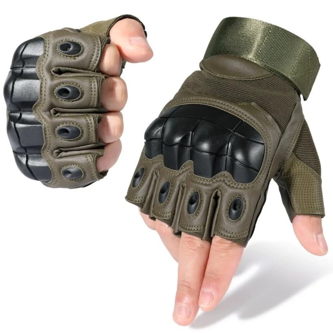 Guantes tácticos de cuero sin dedos
