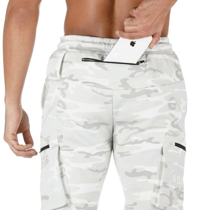 Joggers tácticos camuflaje blanco con cremallera - Imagen 5