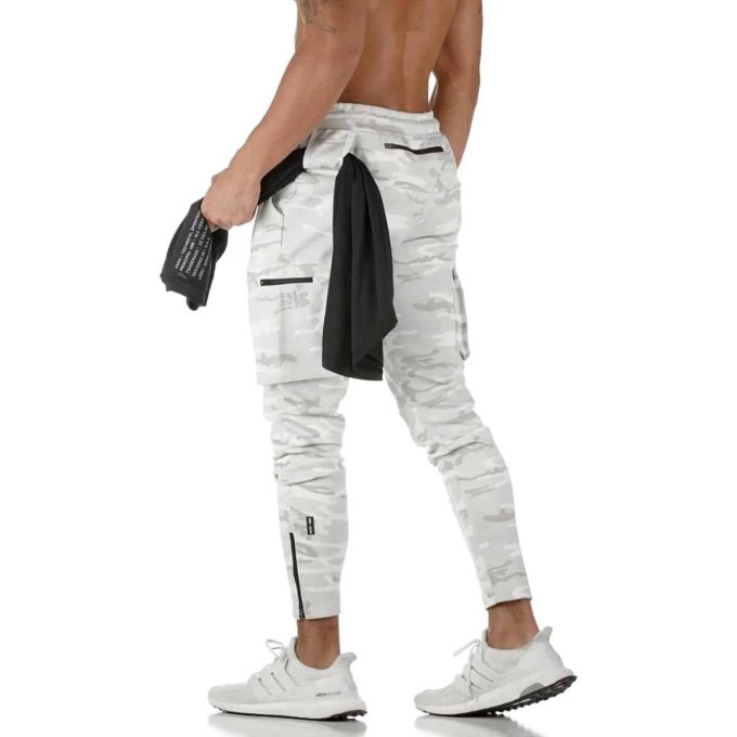Joggers tácticos camuflaje blanco con cremallera - Imagen 4