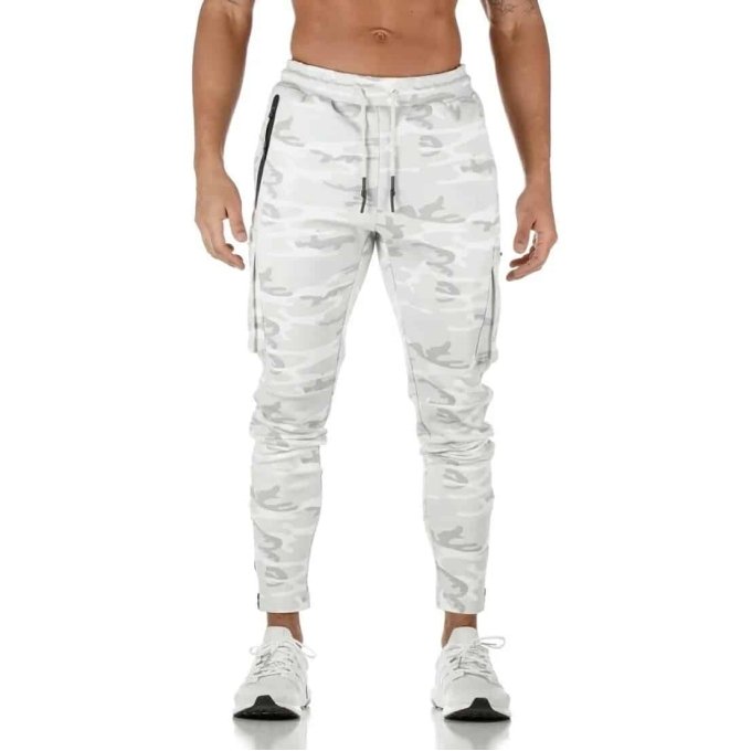 Joggers tácticos camuflaje blanco con cremallera - Imagen 3