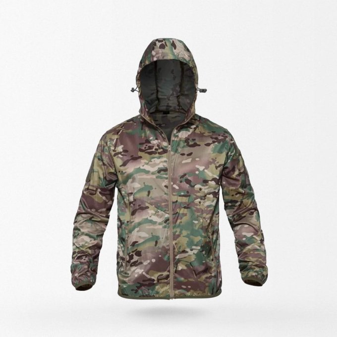 Chaqueta impermeable táctica camuflaje con capucha TB