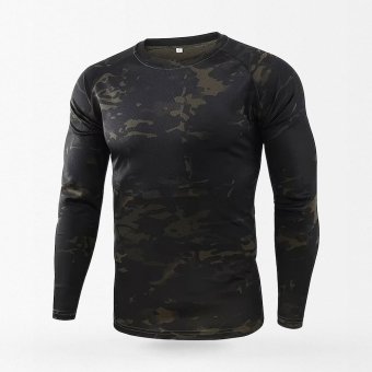 Camiseta de camuflaje negro de manga larga