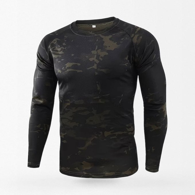 Camiseta de camuflaje negro de manga larga