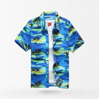 Camisa hawaiana azul de verano