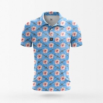 Camisa hawaiana con estampado de pistolas y flores