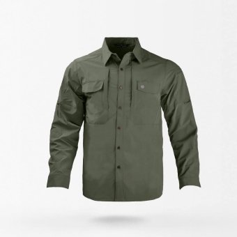 Camisa de manga larga estilo militar abotonada