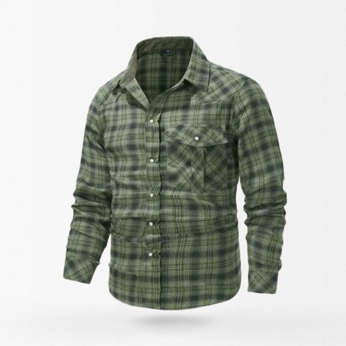 Camisa militar de franela con bolsillo - Imagen 2