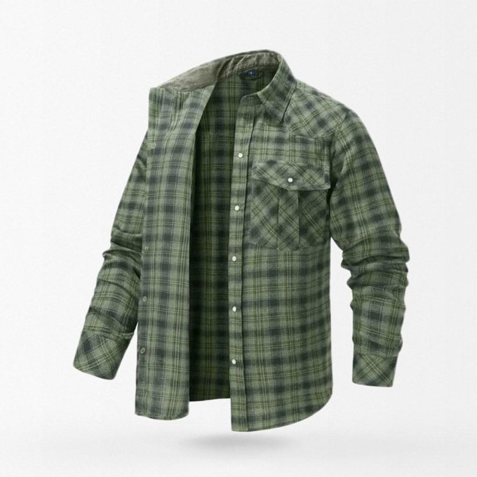 Camisa militar de franela con bolsillo - Imagen 3
