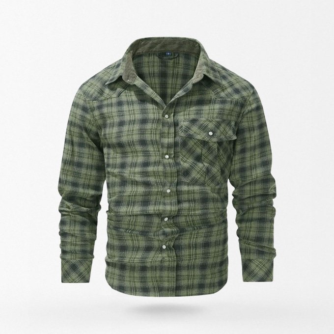 Camisa militar de franela con bolsillo
