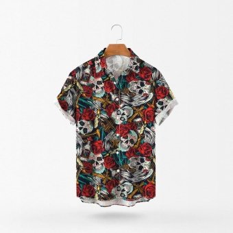 Camisa hawaiana con calavera y tibias cruzadas
