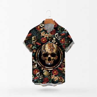 Camisa hawaiana con estampado de calaveras