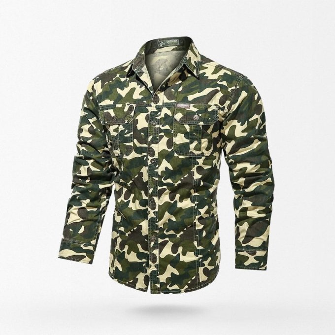 Camisa táctica de camuflaje con botones