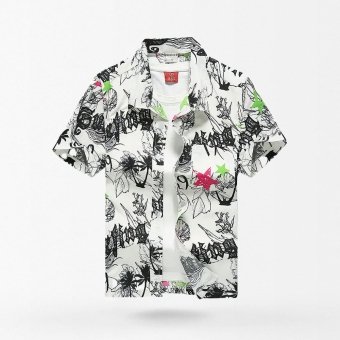 Camisa hawaiana blanca veraniega estilo gánster