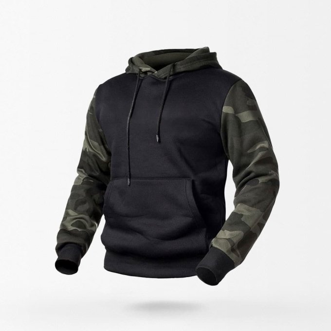 Sudadera con capucha camuflaje negro