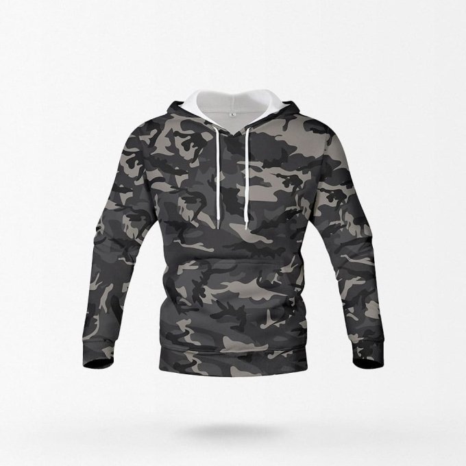 Sudadera con capucha camuflaje gris oscuro