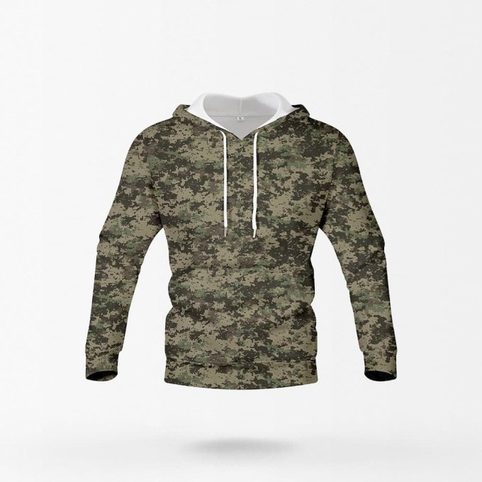 Sudadera con capucha camuflaje digital verde