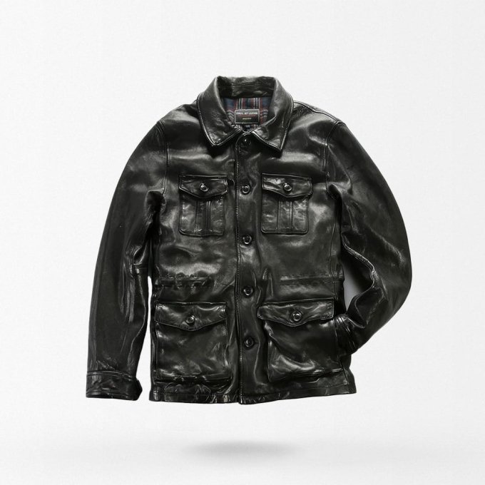 Chaqueta táctica de cuero para hombre - Imagen 3