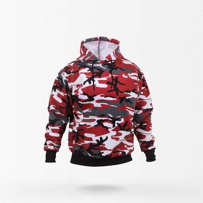 Sudadera con capucha camuflaje rojo