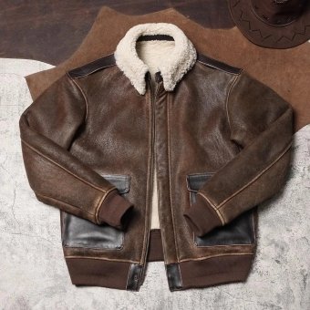 Chaqueta bomber A-2 de cuero marrón