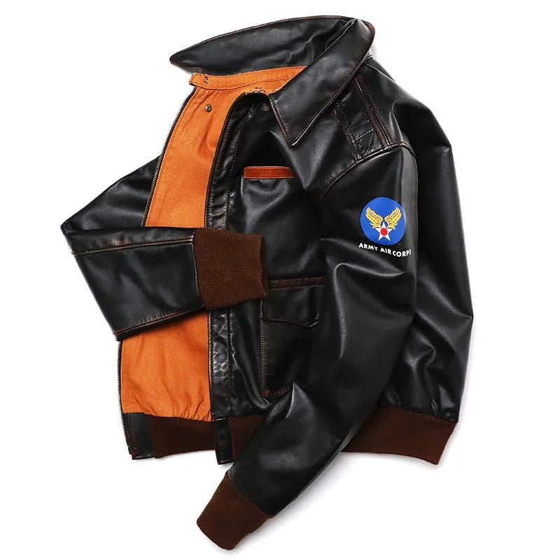 Flight jacket A2 Air Force Patch forro naranja - Imagen 5