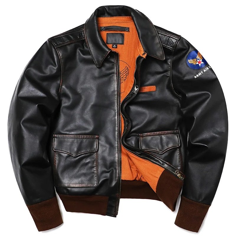 Flight jacket A2 Air Force Patch forro naranja - Imagen 2